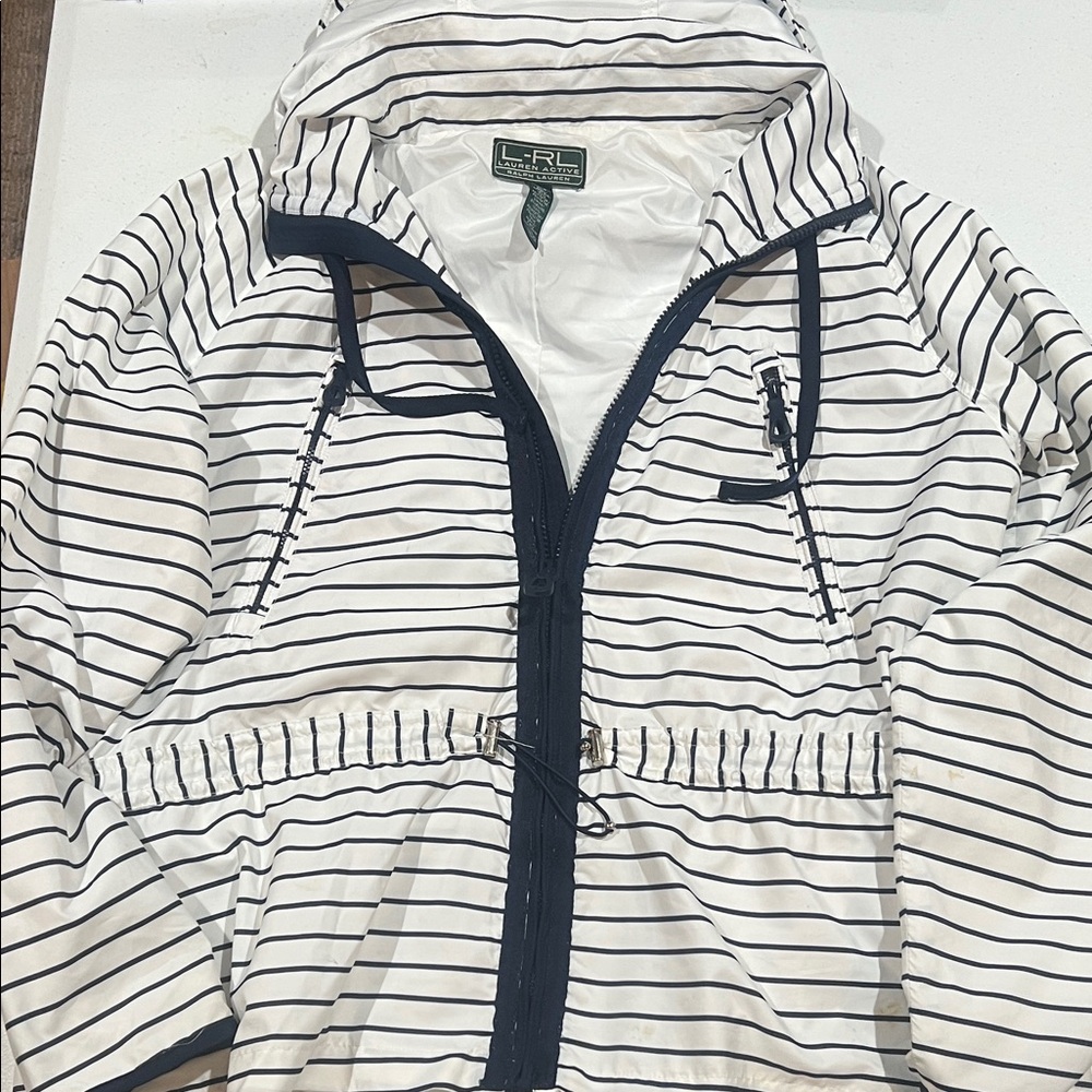 Polo by Ralph Lauren White and Navy Striped Utility Jacket